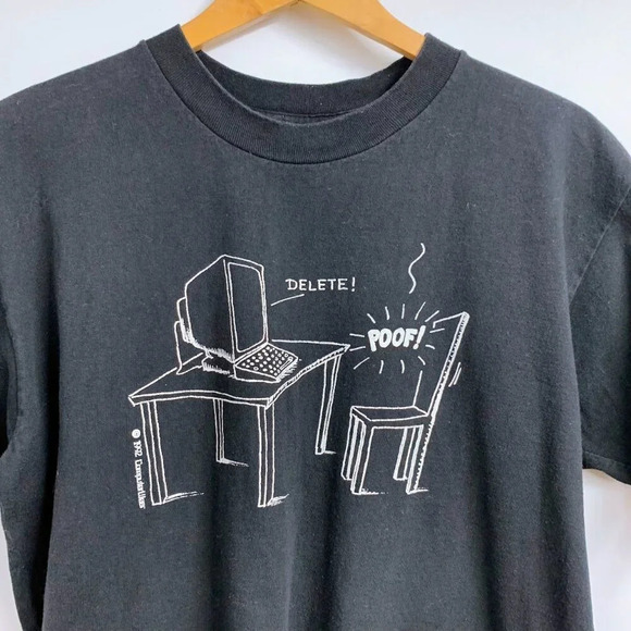 Computer Gear Oneita Men's Vintage Single Stitch Delete! Poof! T Shirt Size L - Picture 4 of 10